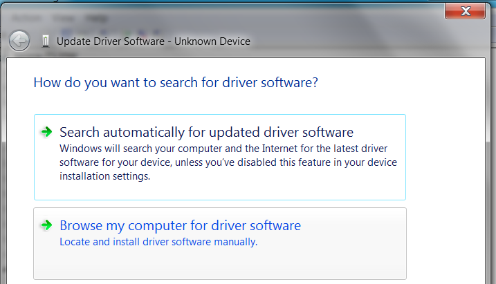 Install the driver Manually