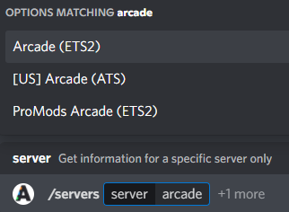 Server options list