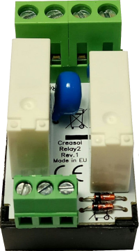 Relay board with 2 relays, to be used with DomBus domotic modules