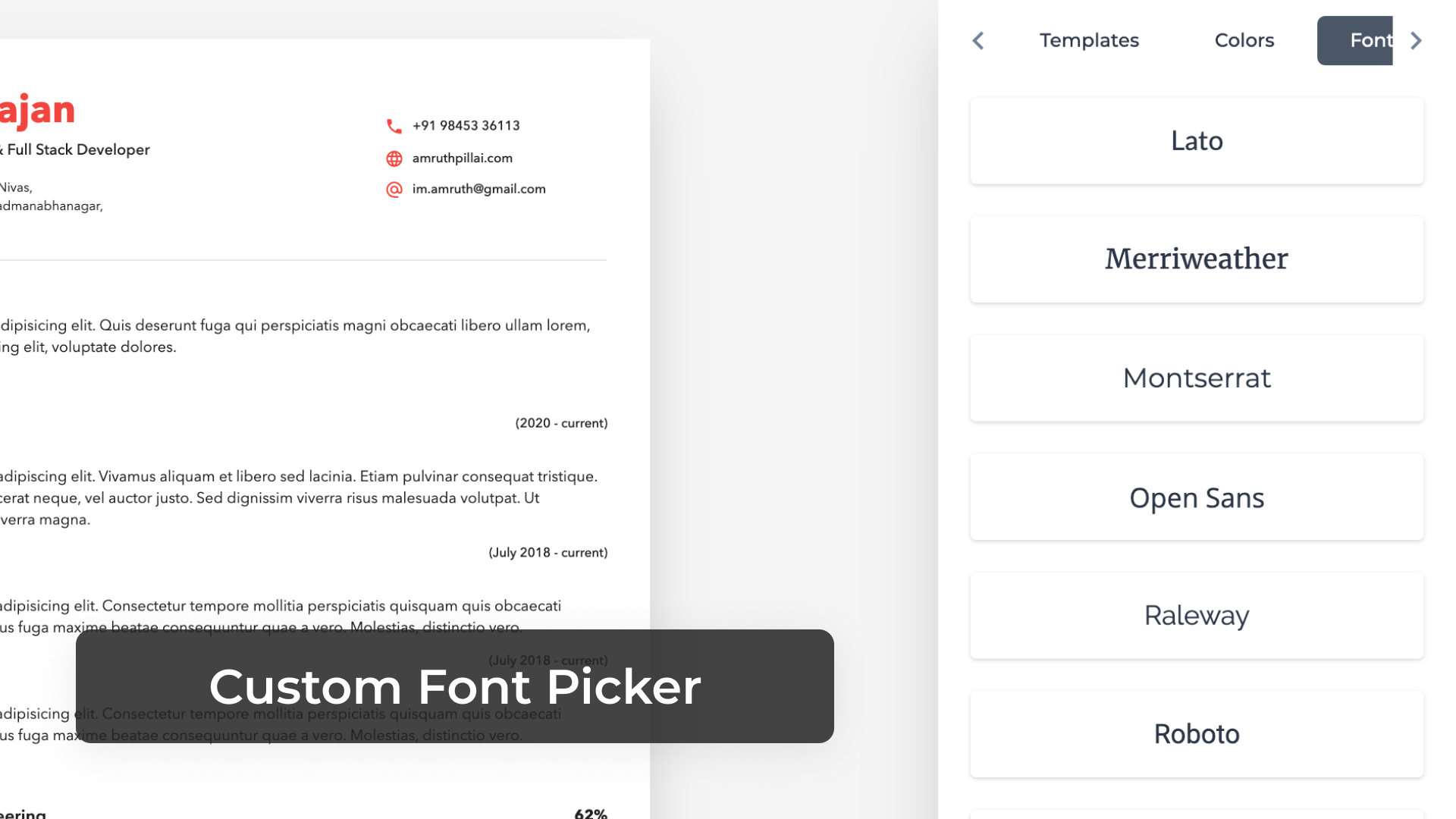 Custom Font Picker