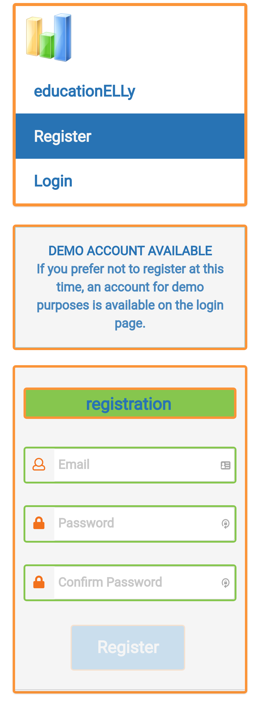 educationELLy Mobile Registration Page