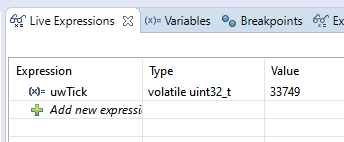 Live-Watch Window in STM32CubeIDE