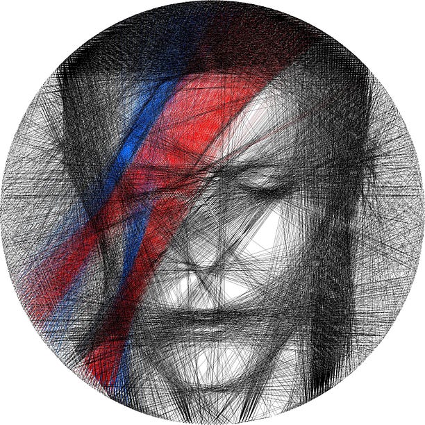 Thread-art David Bowie: computer output