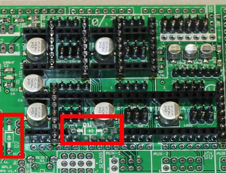 How to locate the D1 diode on the board