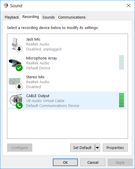 VBCable Recording Configuration