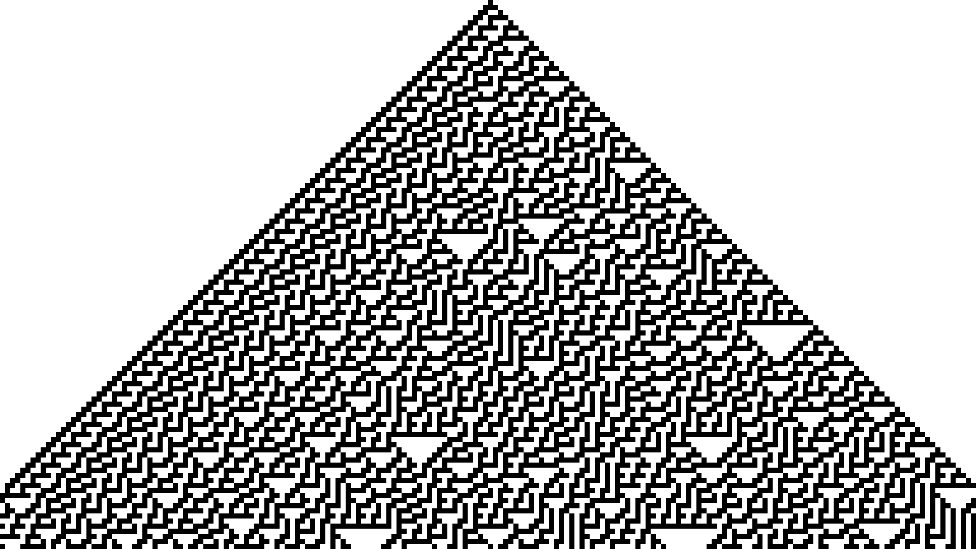 Rule 30 for 192 cells in 108 generations and each cell scaled to occupy 10×10 pixels