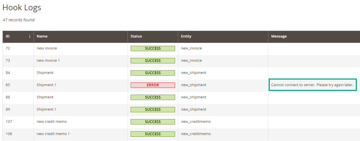 Log requests and response