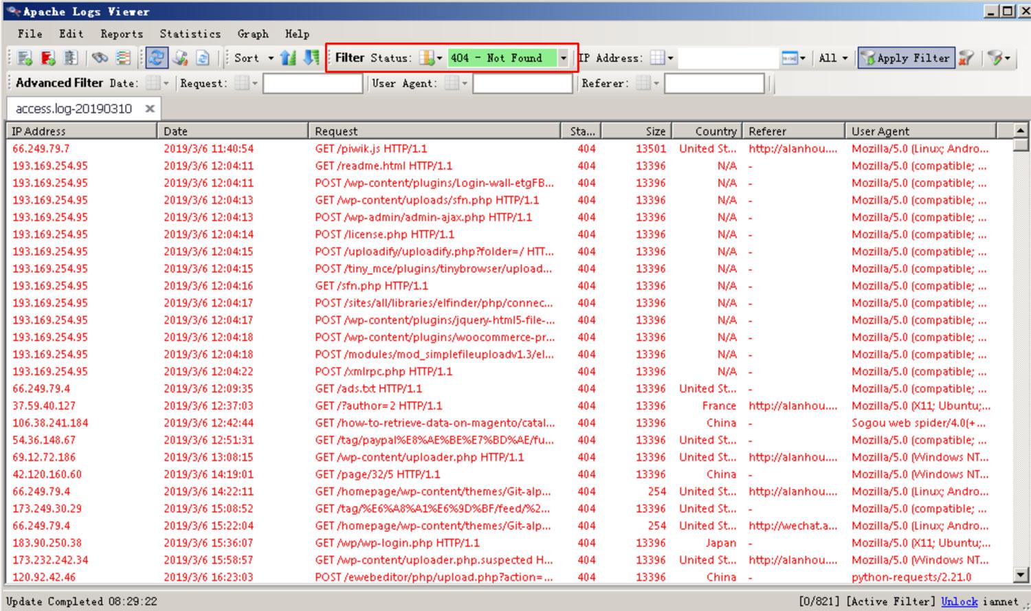 Apache Log Viewer添加过滤器