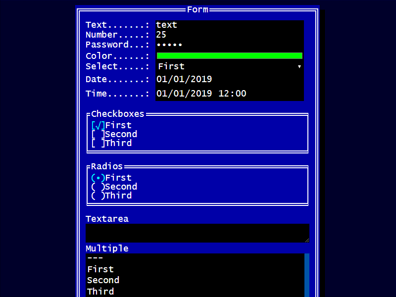 TuiCss inputs example