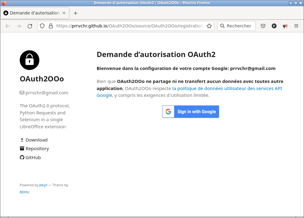 OAuth2OOo Browser Page1 screenshot