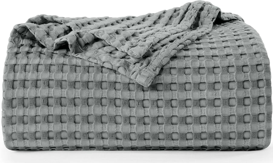 utopia-bedding-cotton-waffle-blanket-300-gsm-cool-grey-90x108-inches-soft-lightweight-breathable-bed-1