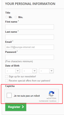 Captcha on account creation form
