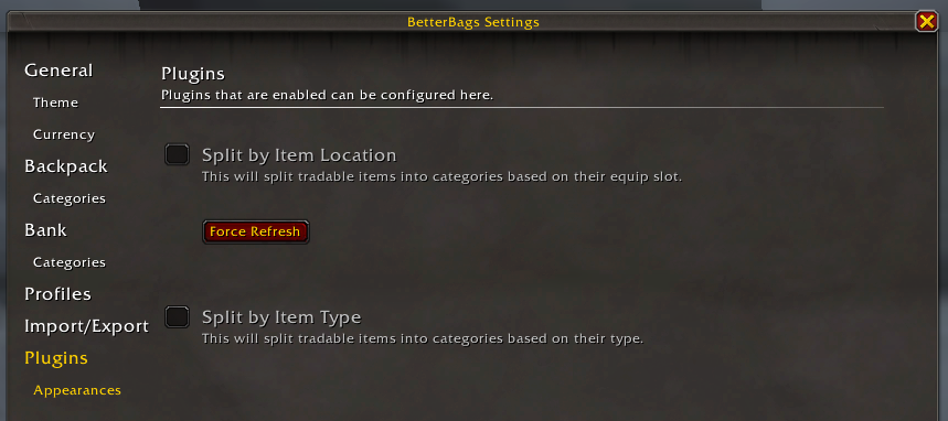 Plugin System (BetterBags - Appearances) in Retail