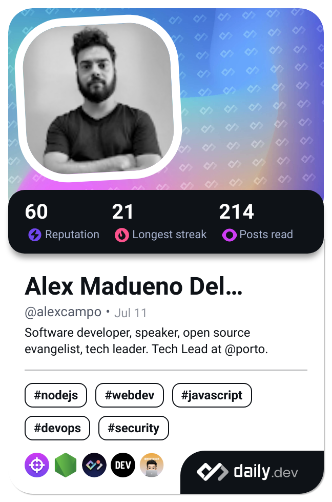 Alex Madueno Del Campo's Dev Card