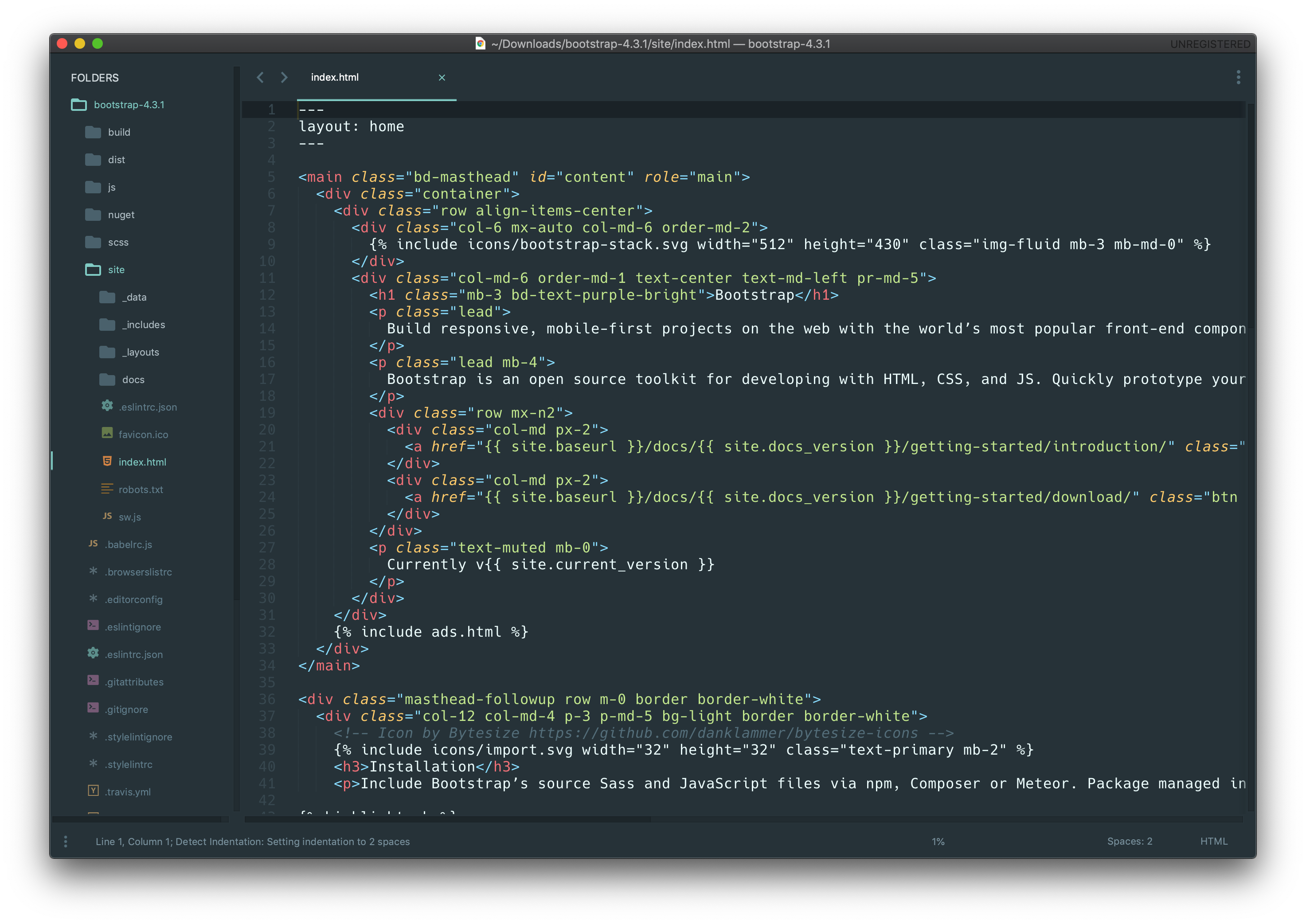 Sublime Text 2 screenshot