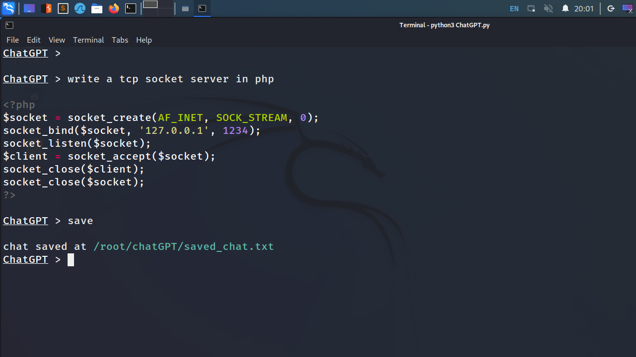 tcp socket in php