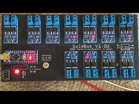 This is the SoléBot motherboard running the hardware test code.