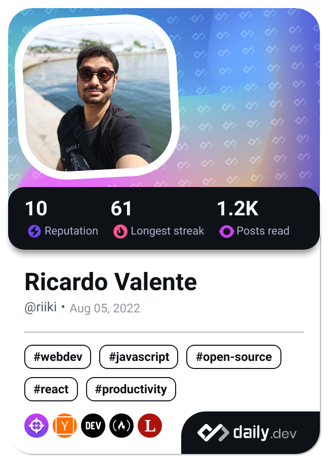 Ricardo Valente's Dev Card