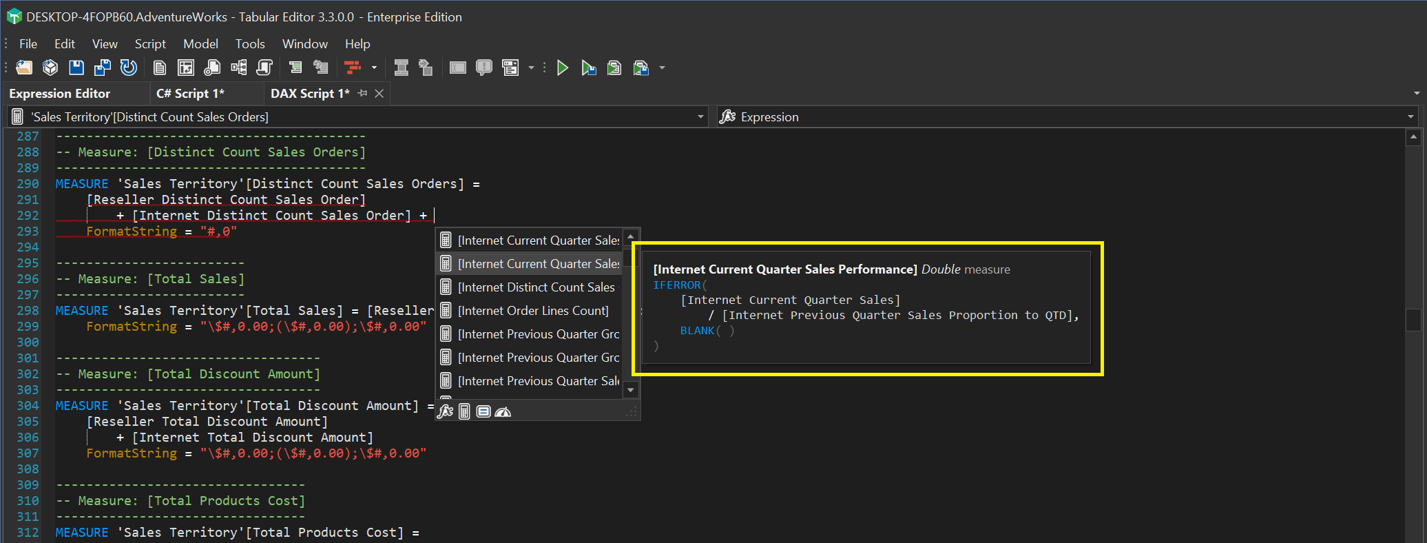 Dax Intellisense Improv