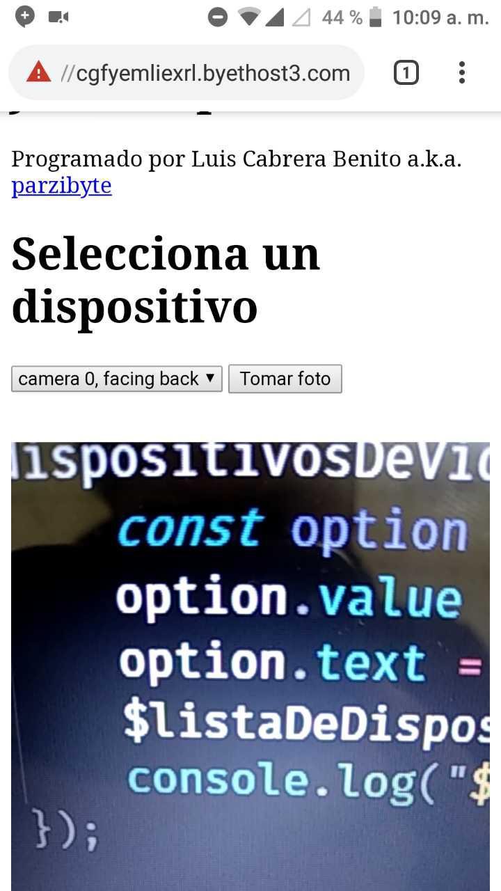 Tomar foto usando JavaScript  en Google Chrome sobre Android