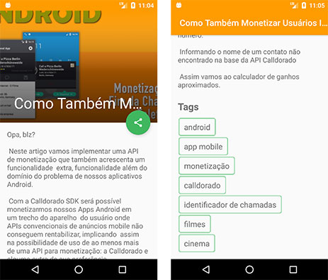 App Android de uma página de Blog