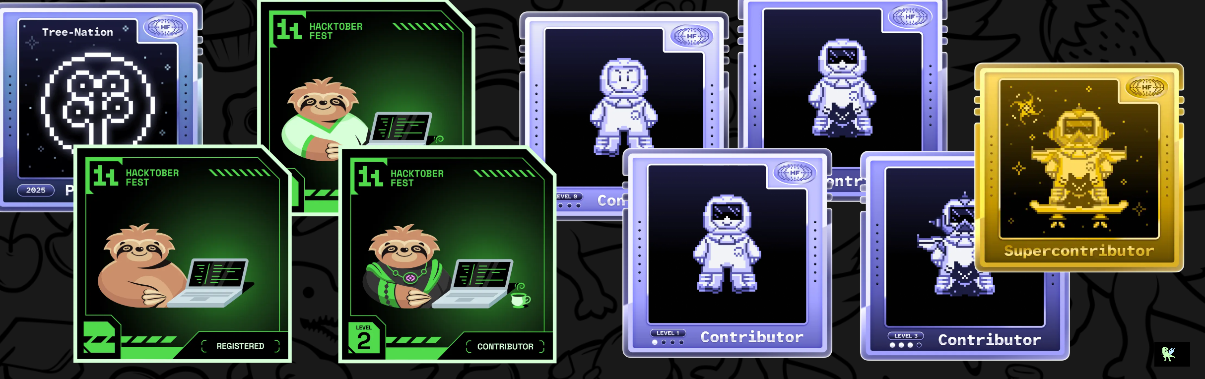 An image of @erluffyd's Holopin badges, which is a link to view their full Holopin profile