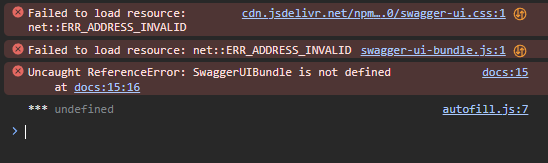 Error in console Swagger FastApi