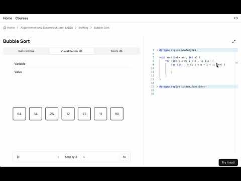 Youtube Thumbnail der Demo des Bubblesort Algorithmus