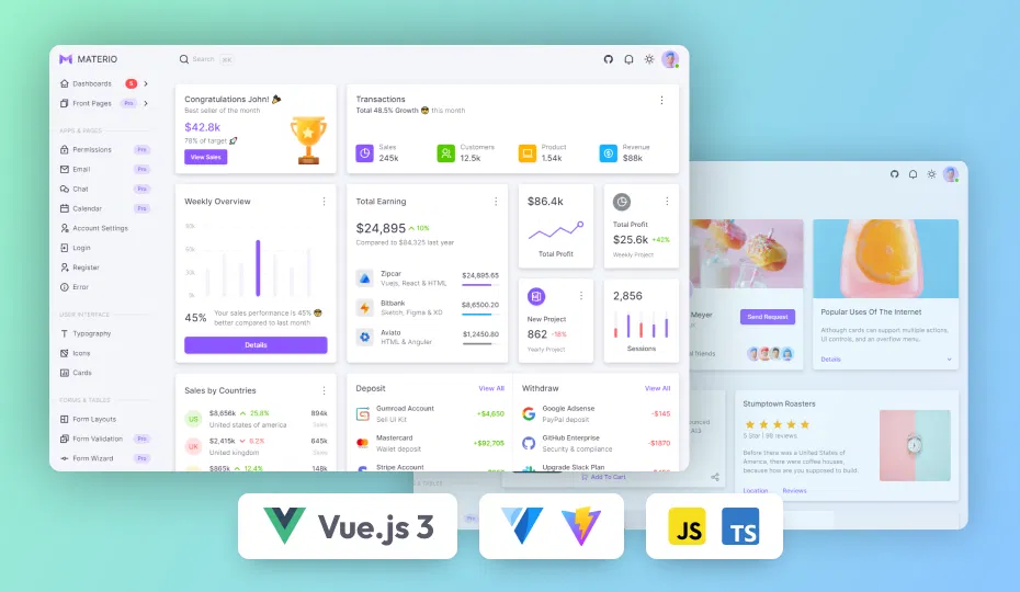 Materio – Vuetify Vuejs Admin Template Demo Screenshot