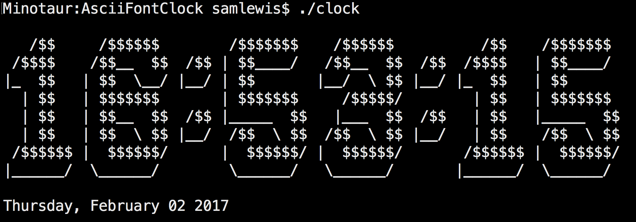 AsciiArtClock Demo