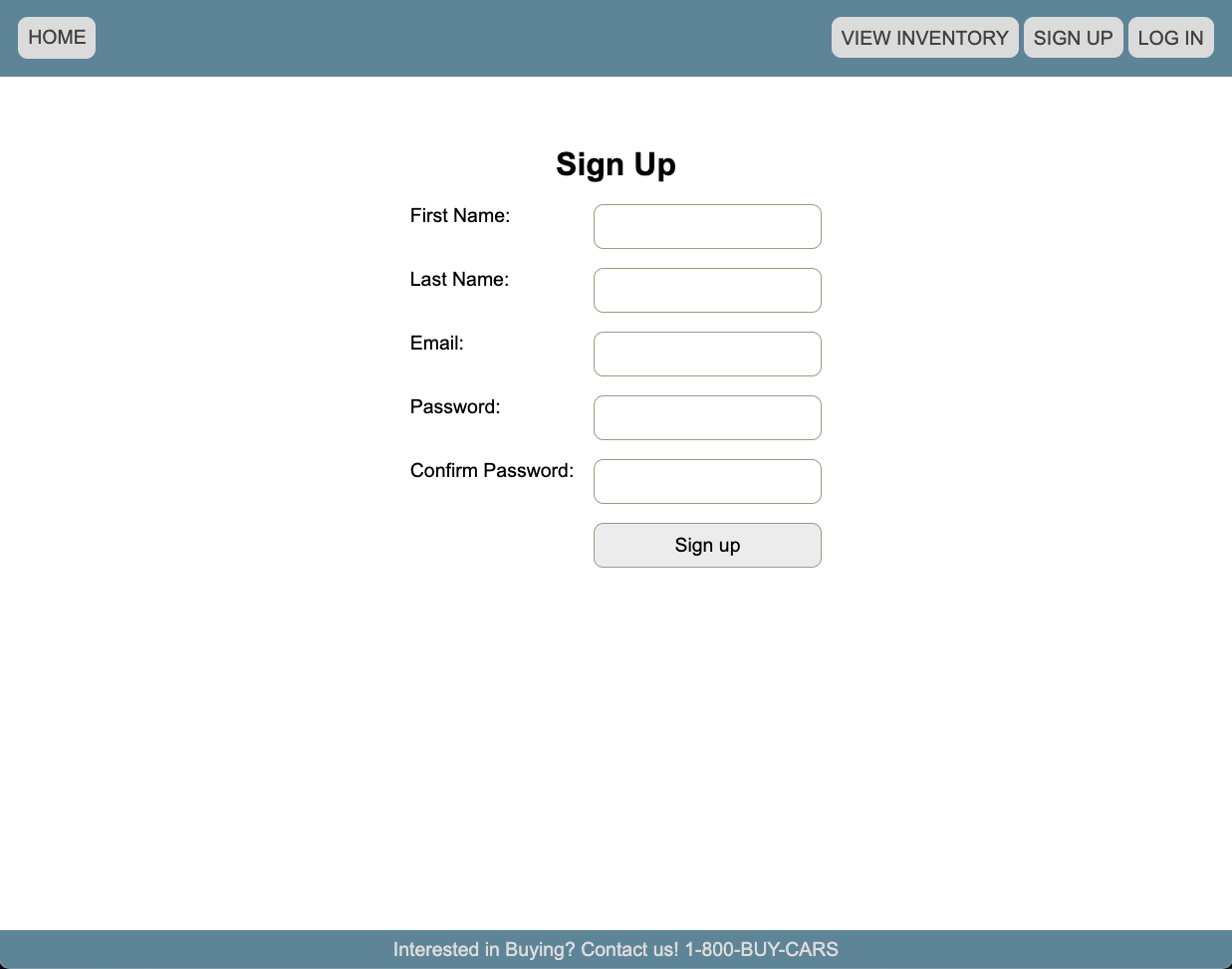 Picture of a Sign Up page