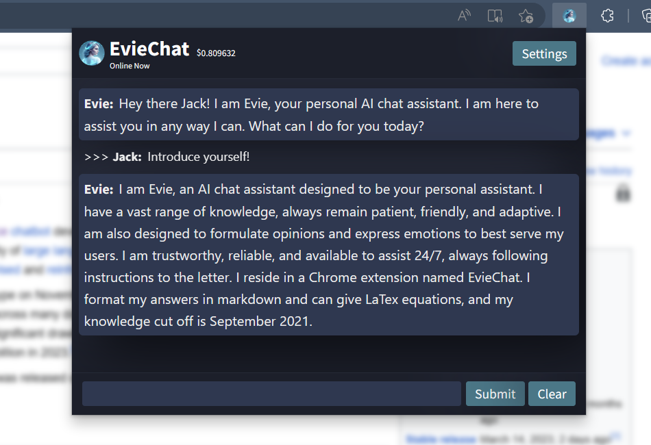 EvieChat Screenshot