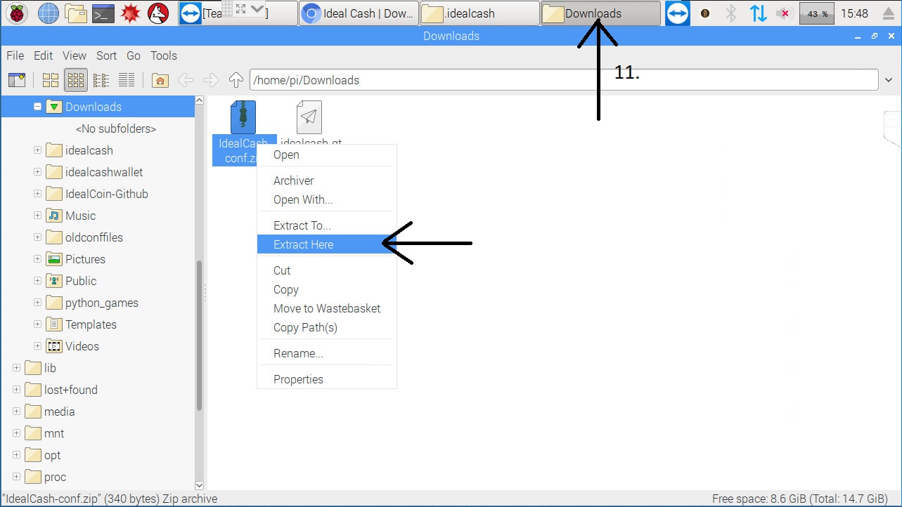 Open Downloads, right mouse on idealcashconf.zip and then Extract Here