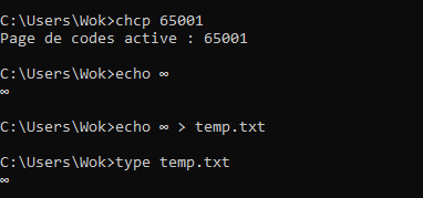 Windows terminal: chcp 65001