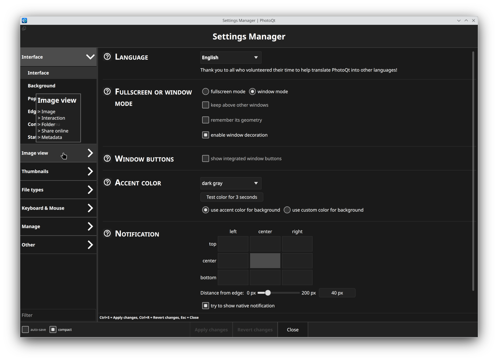 Settings Manager (compact)