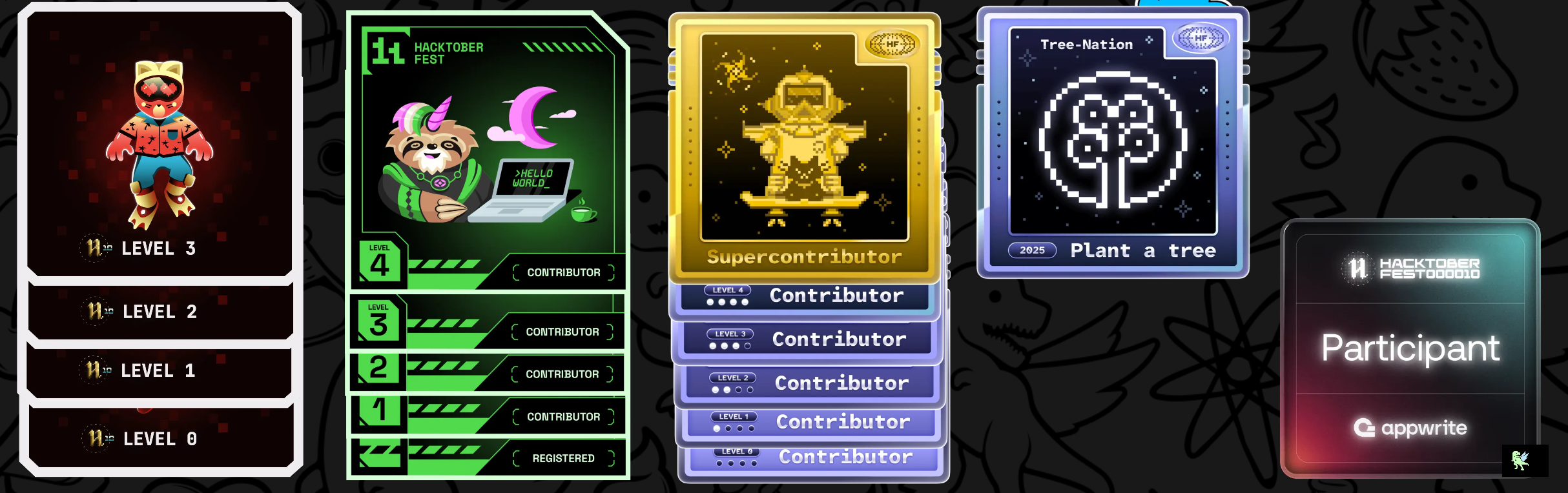 An image of @soyvor's Holopin badges, which is a link to view their full Holopin profile