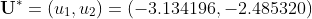 \mathbf{U}^{*}=(u_1, u_2) = (-3.134196, -2.485320)