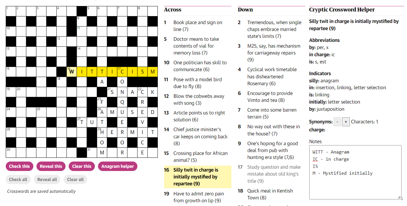 Image of Cryptic Crossword Companion