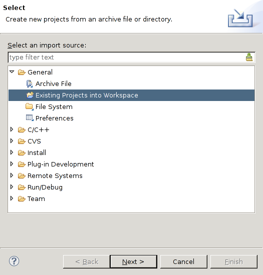 Select Existing project