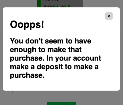 Insufficient Funds Modal