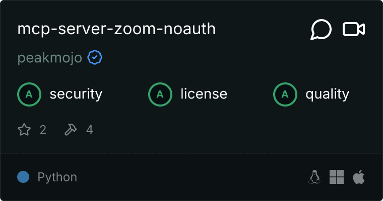Zoom Recordings No-Auth MCP server