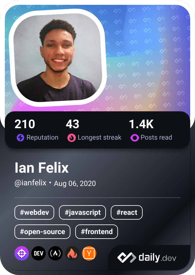 Ian Felix's Dev Card