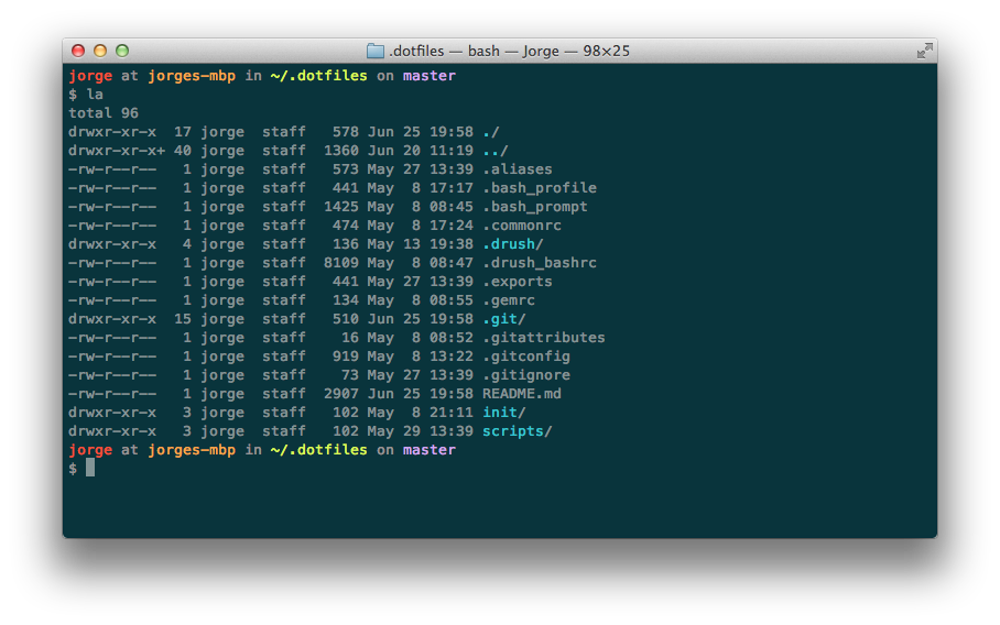 Screenshot of Jorge's terminal