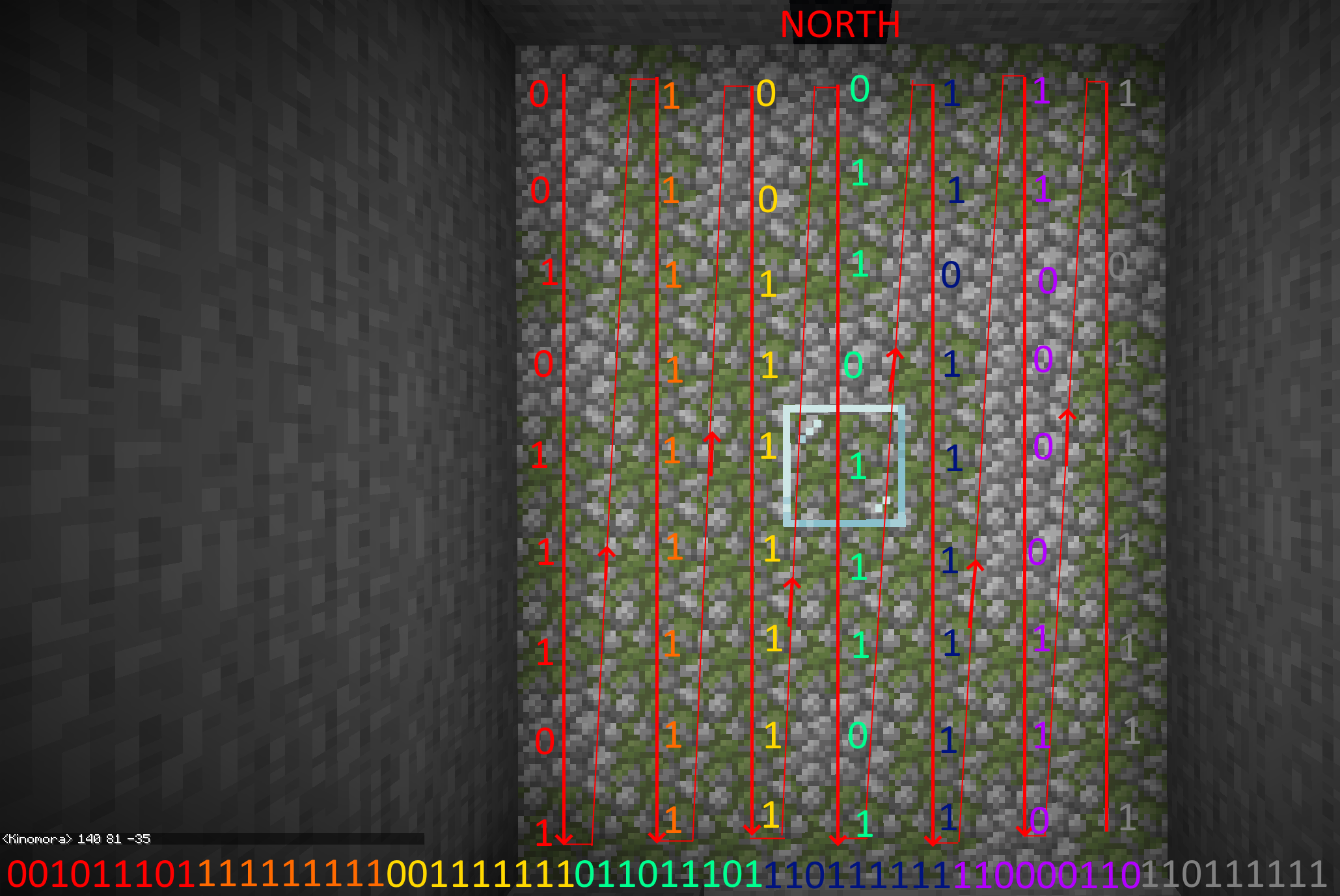 The sequence of this dungeon is "001011101111111111001111111011011101110111111110000110110111111"