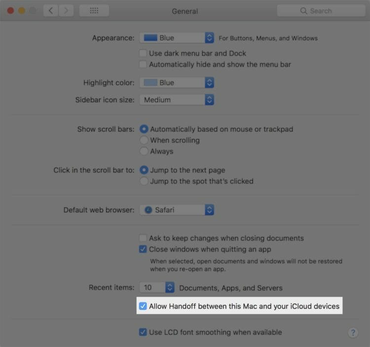 Allow handoff between this Mac and your iCloud devices - Mac Bluetooth issues