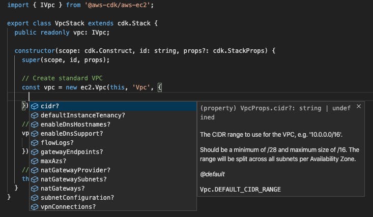 Vscode intellisense for AWS CDK