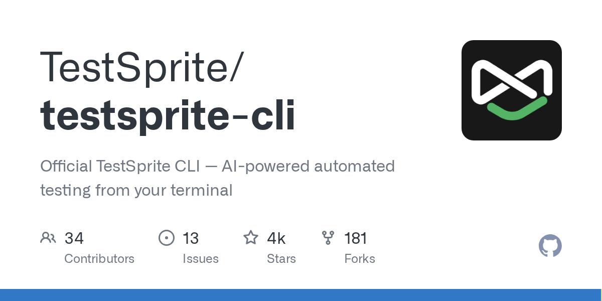 TestSprite/testsprite-cli on GitHub: the official TestSprite CLI