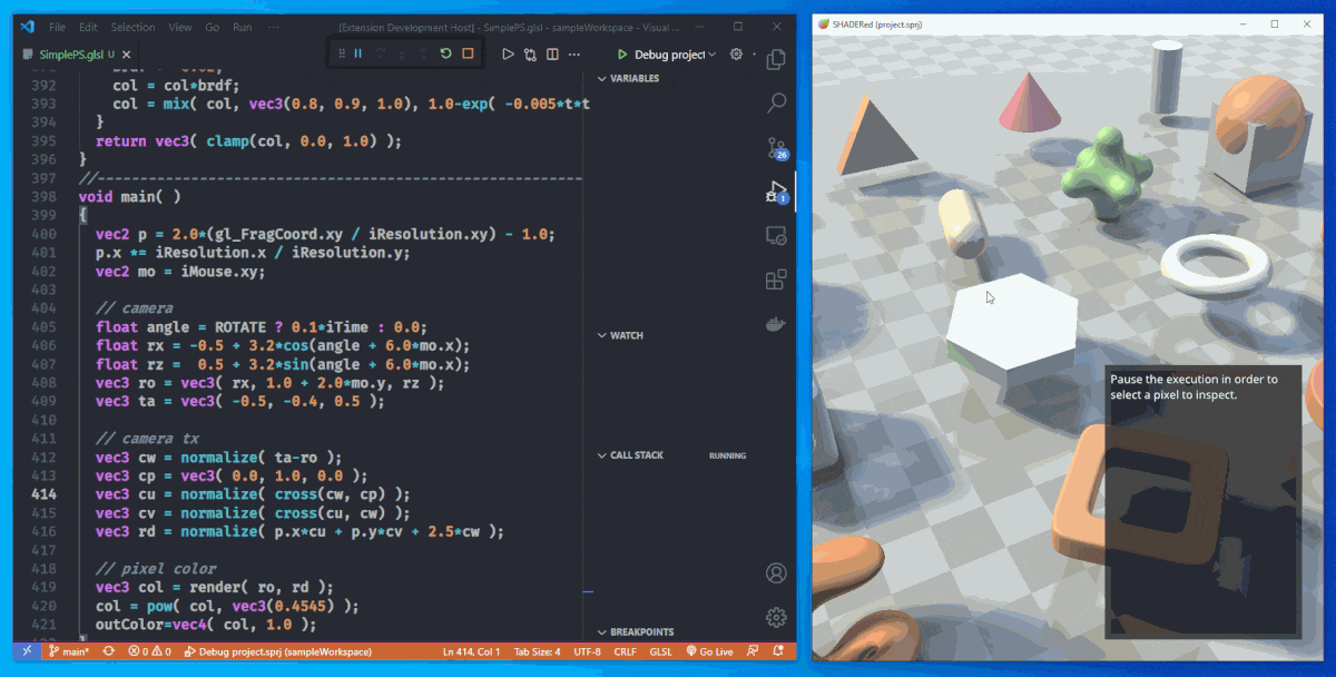 Debugging a shader in VS Code