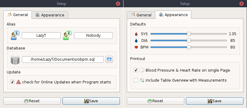 setup dialog