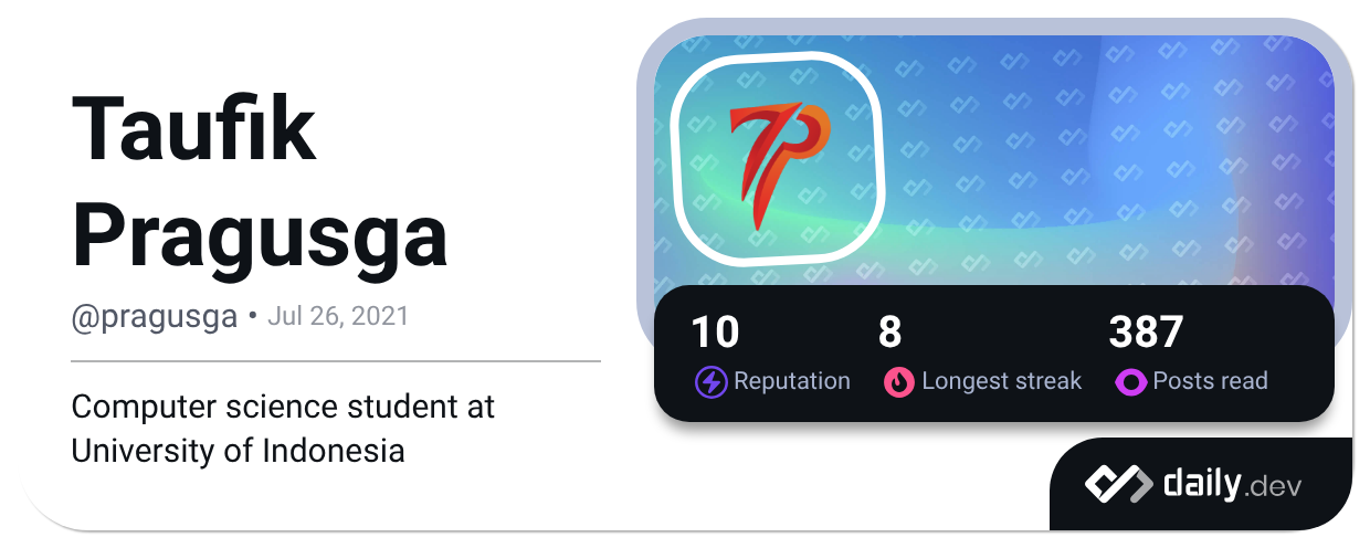 Taufik Pragusga's Dev Card